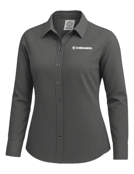 Brooks Brothers Womens Dark Grey Wrinkle-Free Stretch Nailhead Shirt w/Chem-Aqua Logo