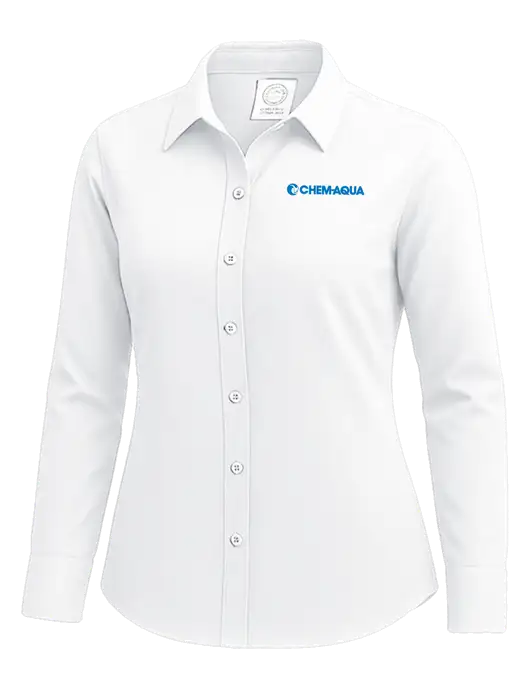 Brooks Brothers Womens White Wrinkle-Free Stretch Nailhead Shirt w/Chem-Aqua Logo