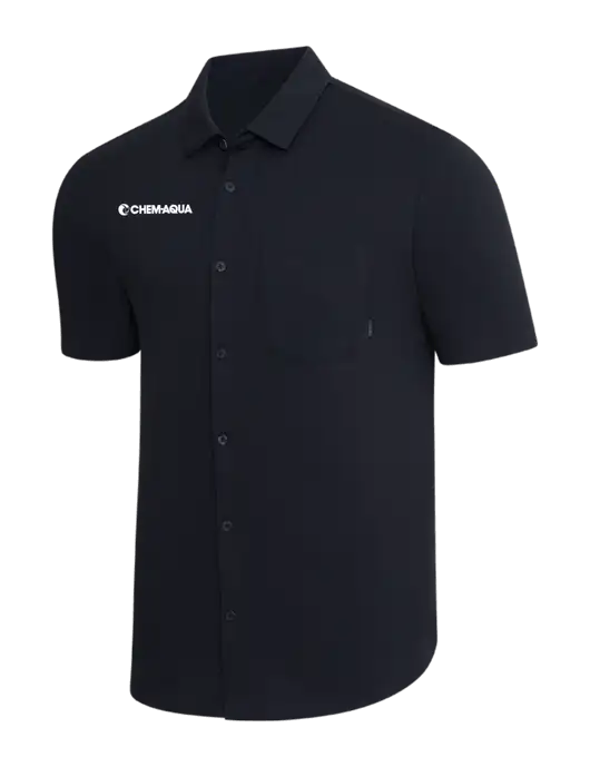 OGIO Black Extend Short Sleeve Button Up Shirt w/Chem-Aqua Logo