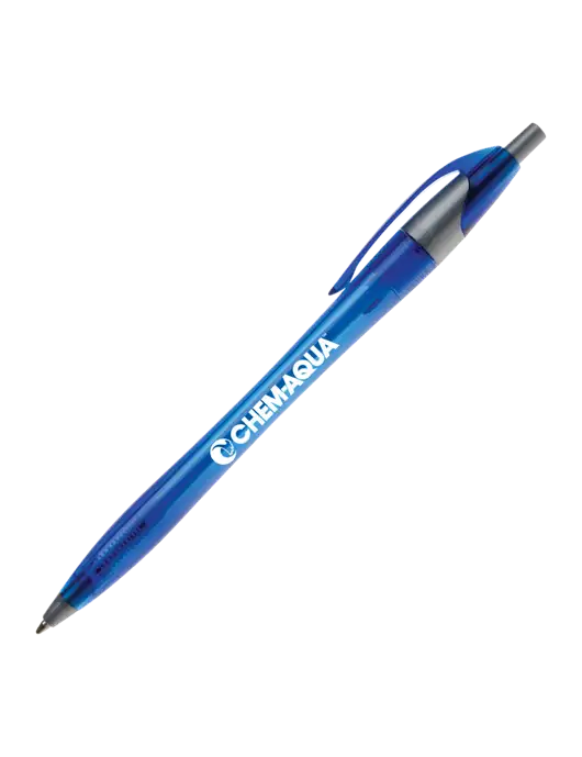 Novella Translucent Blue/Silver Jewel Pen - Blue Ink w/Chem-Aqua Logo