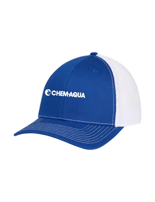 Richardson Adjustable Snapback Original 112 Trucker Cap Royal w/White Mesh w/Chem-Aqua Logo