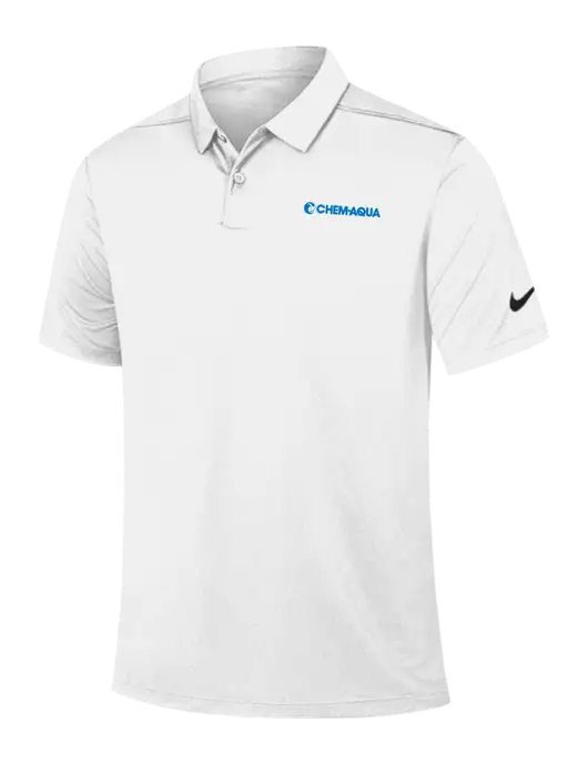 Nike White Dry Essential Solid Polo w/Chem-Aqua Logo