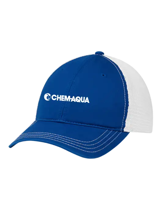 Richardson 111 Garment Washed Trucker Cap Royal w/White Mesh w/Chem-Aqua Logo
