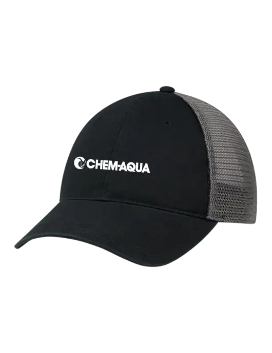 Richardson 111 Garment Washed Trucker Cap Black w/Charcoal Mesh w/Chem-Aqua Logo