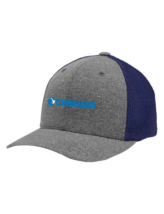 Flexfit Navy/Medium Grey Heather Melange Mesh Back Trucker Cap w/Chem-Aqua Logo