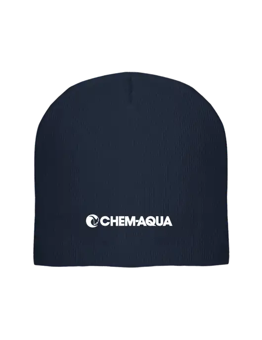 Solid Navy Element Knit Beanie w/Chem-Aqua Logo
