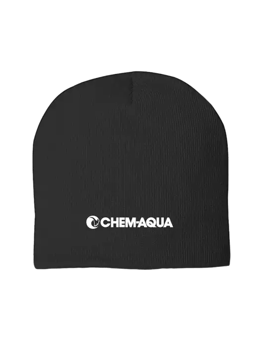Solid Black Element Knit Beanie w/Chem-Aqua Logo
