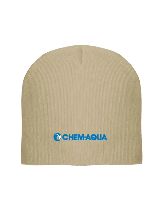 Solid Tan Element Knit Beanie w/Chem-Aqua Logo